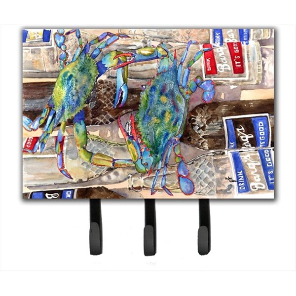 Carolines Treasures 6 x 9 in. Blue Crabby Bottles of Barqs Rootbeer Leash or Key Holder 8914TH68 - main